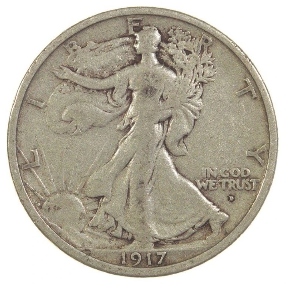 Fine 1917-D Obverse Mintmark Half Dollar