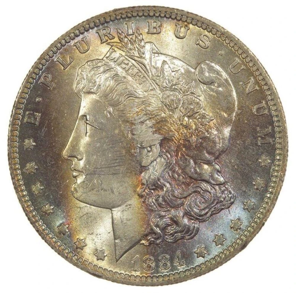 Colorfully Toned 1884-O Morgan $1