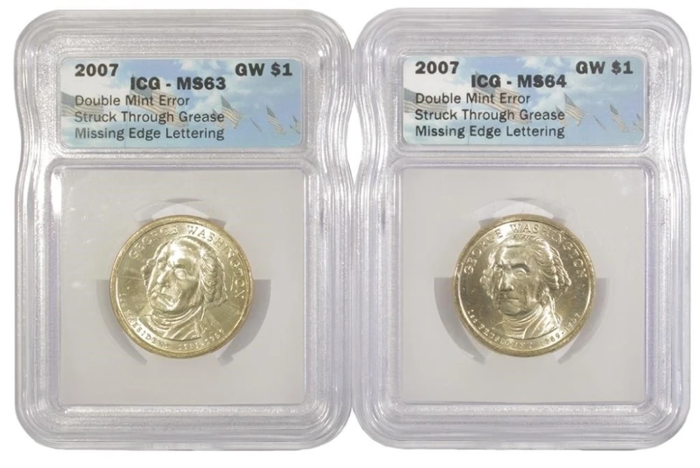 A 2nd 2007 Washington Missing edge Let. $1 Pair