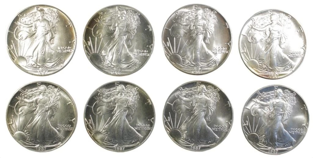 8 Pieces 1987 Silver Eagles