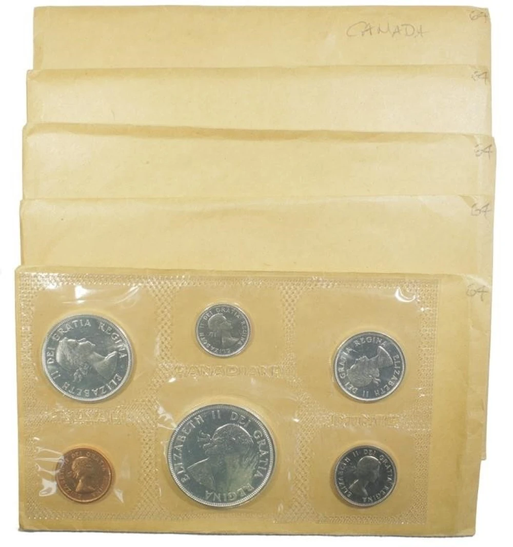 5 1964 Canadian Proof Like Mint Sets