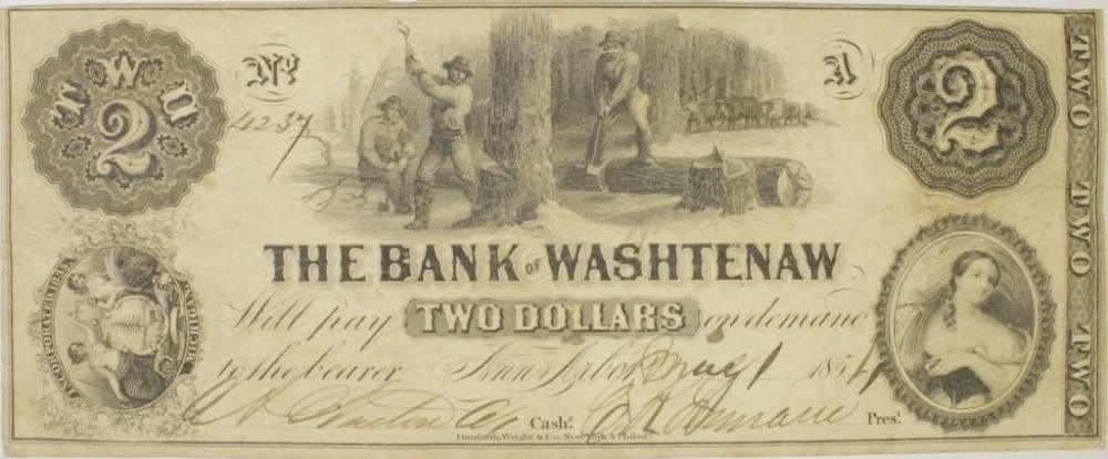Michigan. Ann Arbor. May 1st, 1854 $2 Note