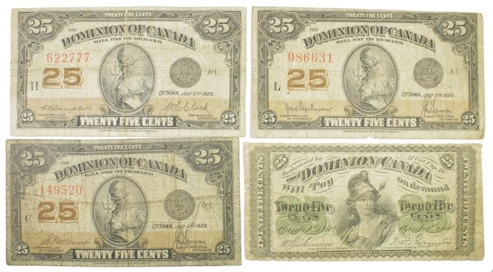 Canadian 25 Cent "Shin Plaster" Quartet