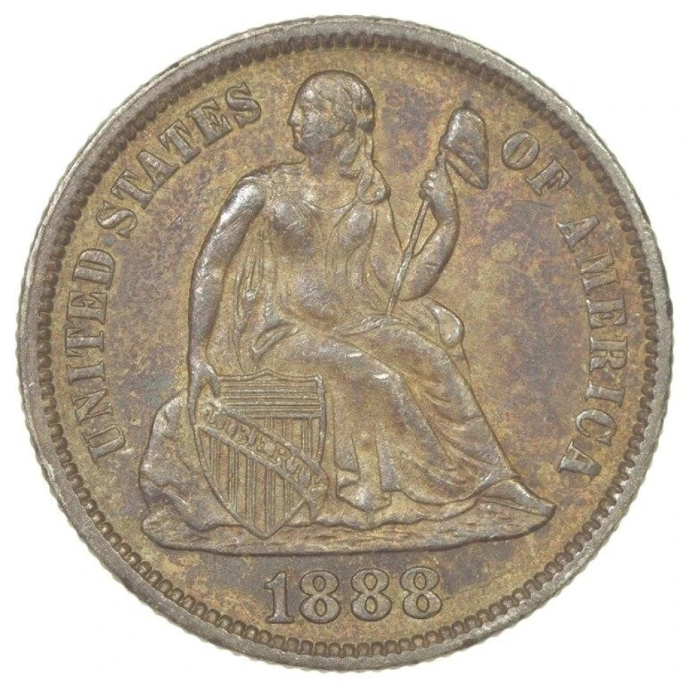 Borderline UNC 1888 Seated Dime
