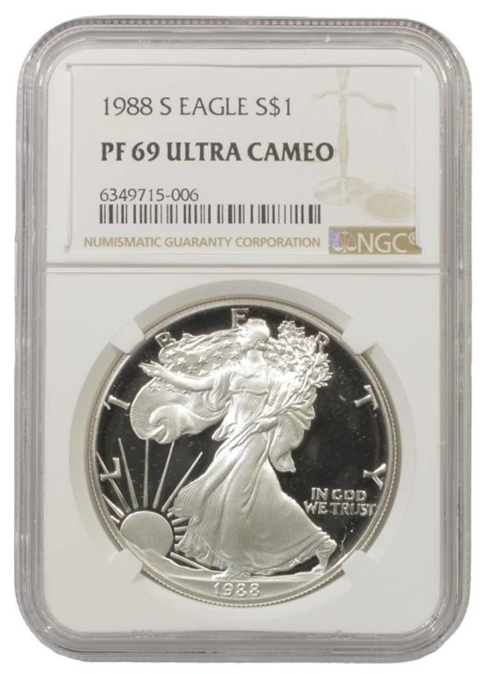 Near Perfect Proof 1988 Silver Eagle