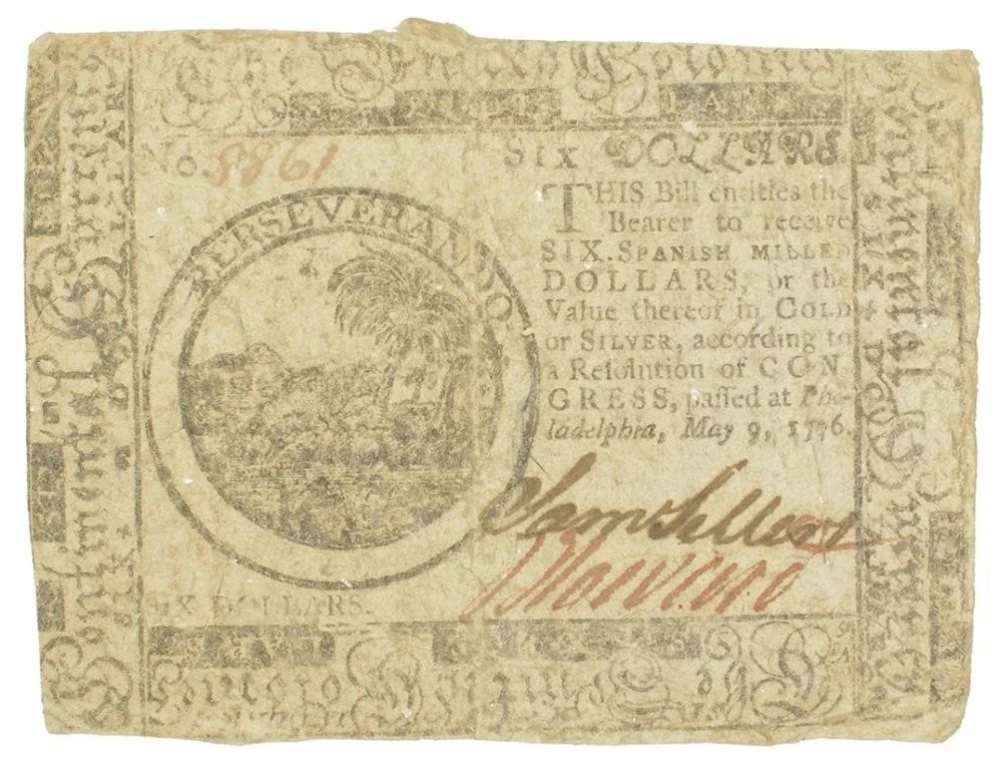 1776 $6 Continental Currency