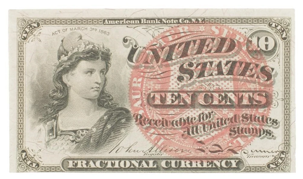 Crisp New Fractional Currency 10-Cents