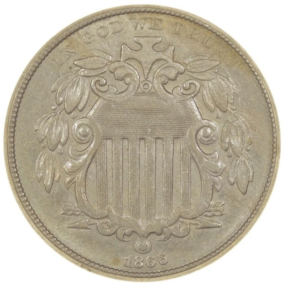 1866 Rays Shield Nickel