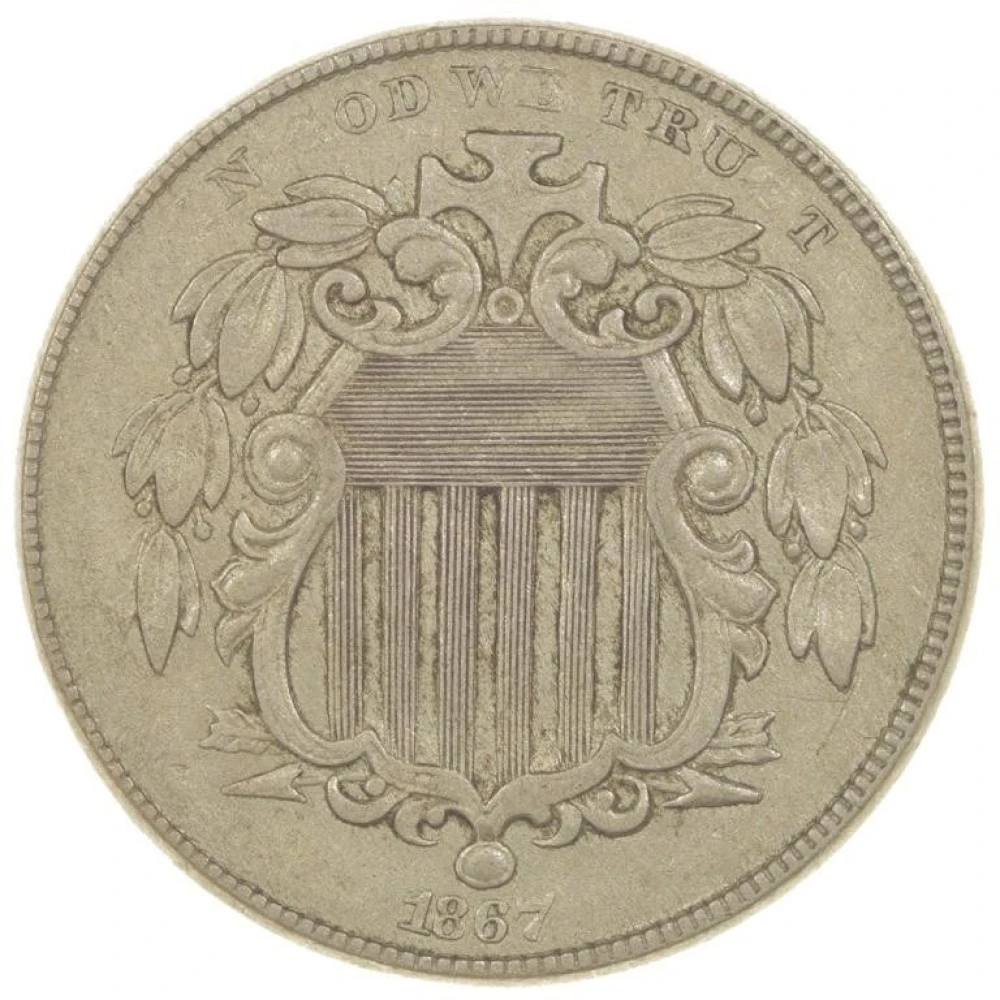 1867 With Rays Shield Nickel