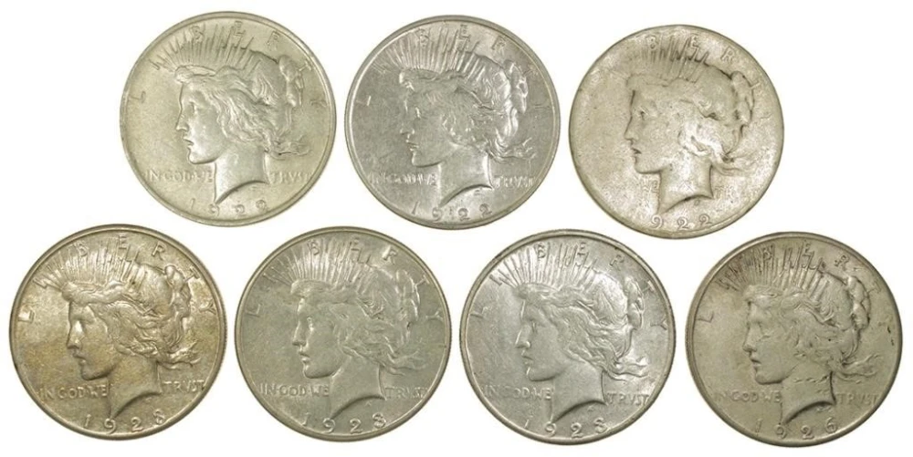 7 Mixed Peace Dollars