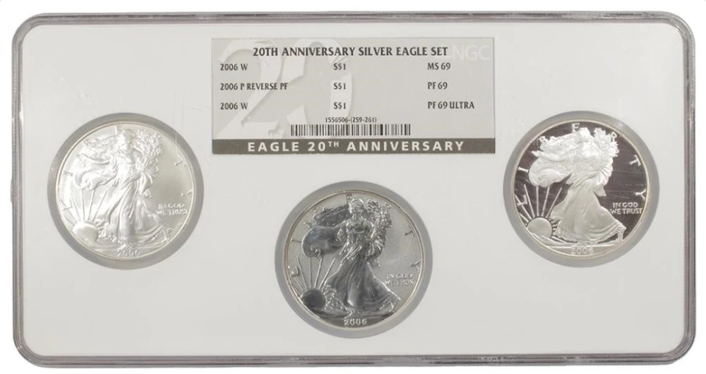NGC Certified 2006 20th Ann. Silver Eagle Set