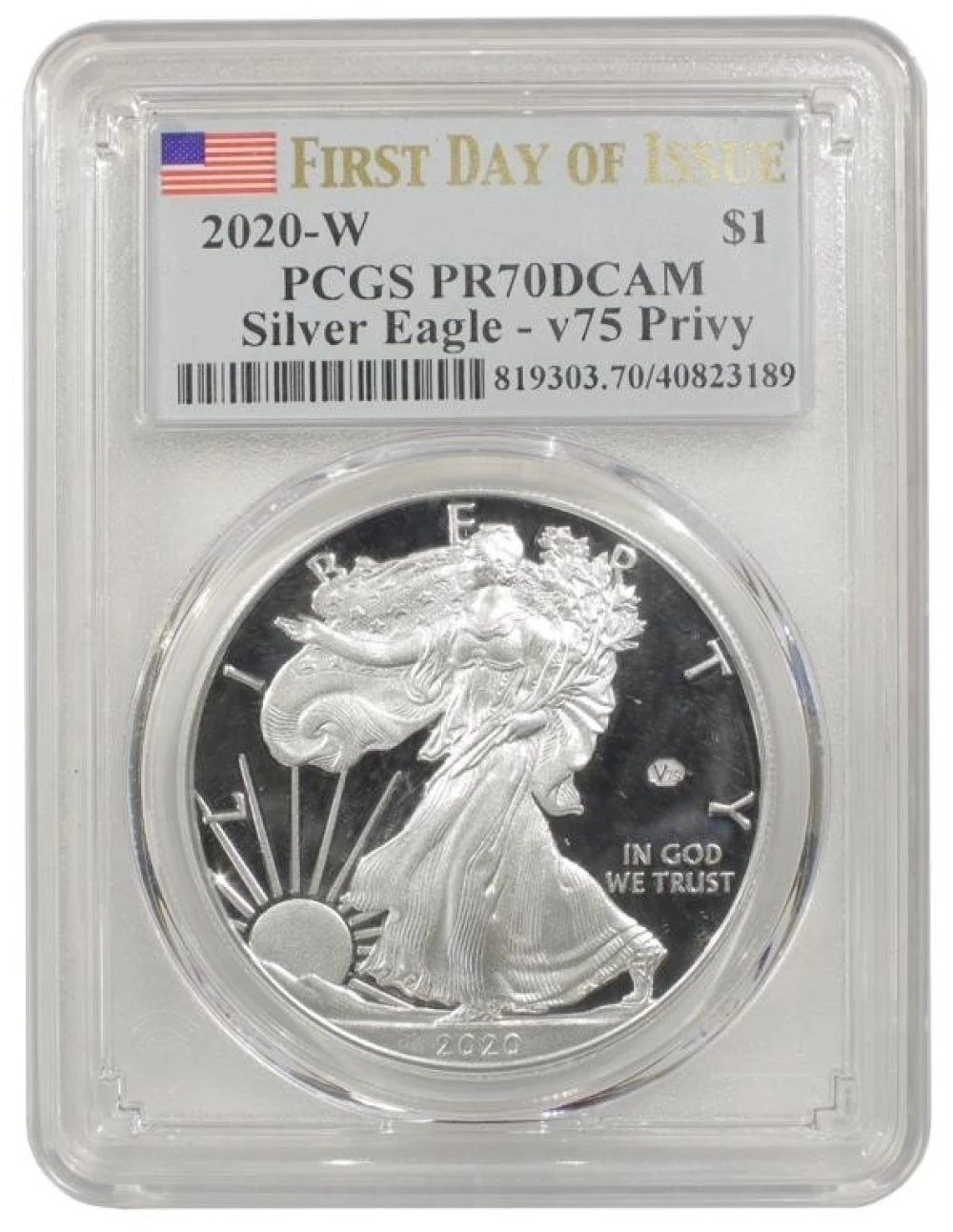 Perfect Proof WWII V75 Silver Eagle
