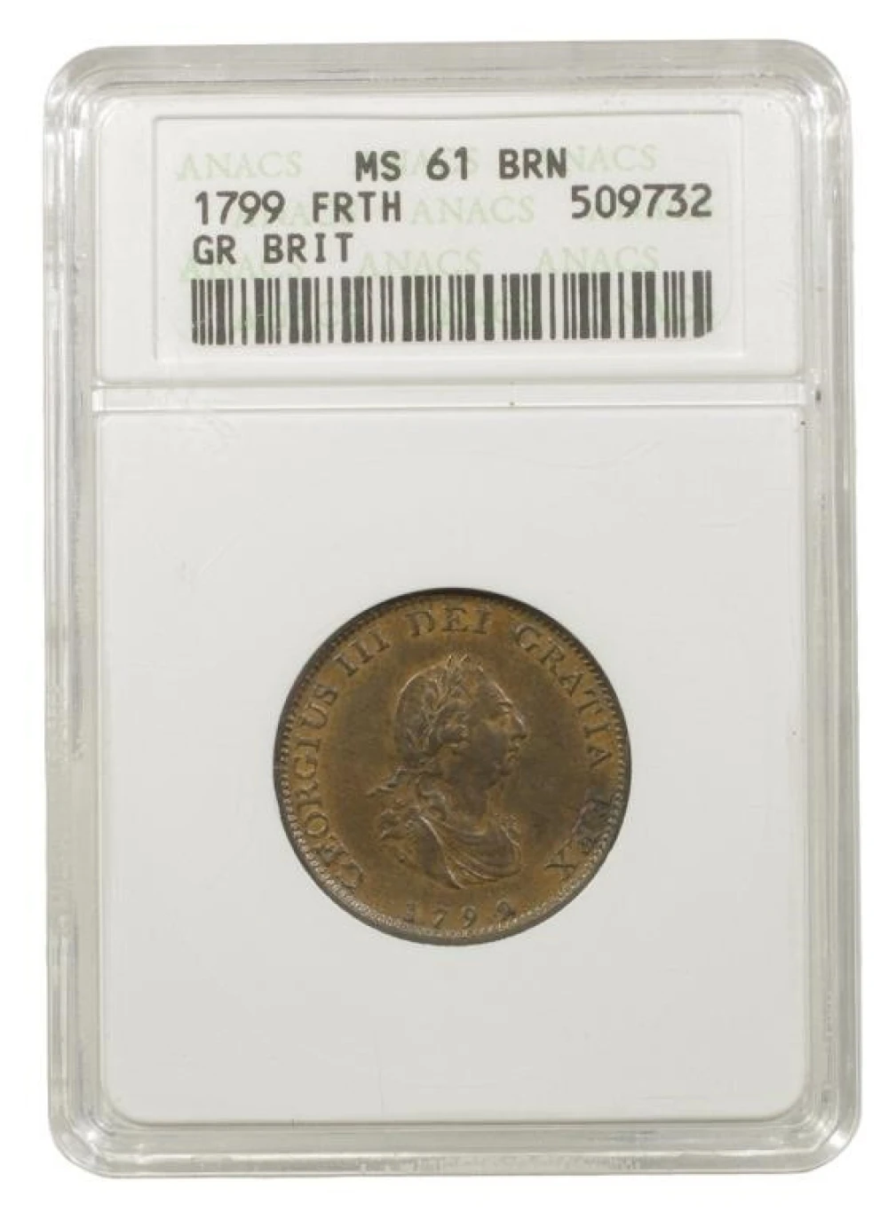 Great Britain. Mint State 1799 Farthing