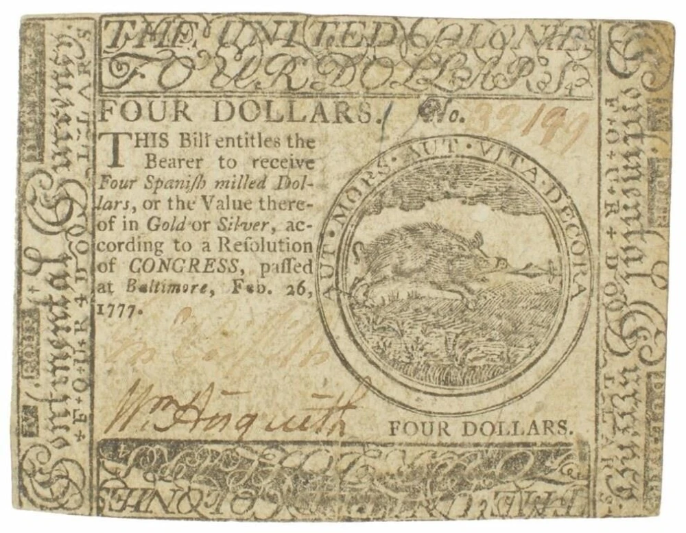 1777 Continental $4 Note