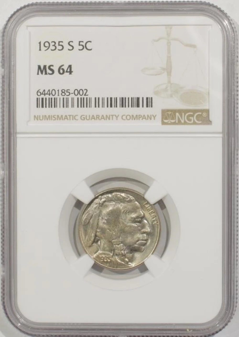Certified MS-64 1935-S Buffalo Nickel