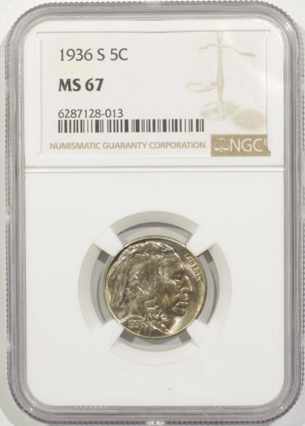 Superb MS-67 1936-S Buffalo Nickel