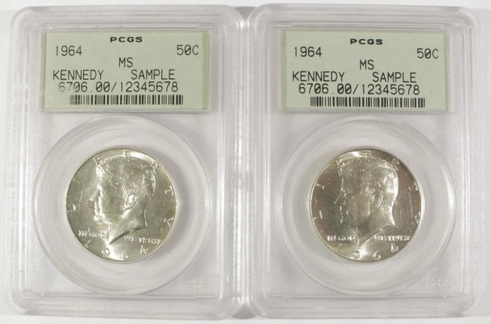 Pair Of 1964 Kennedys In PCGS Sample Holders