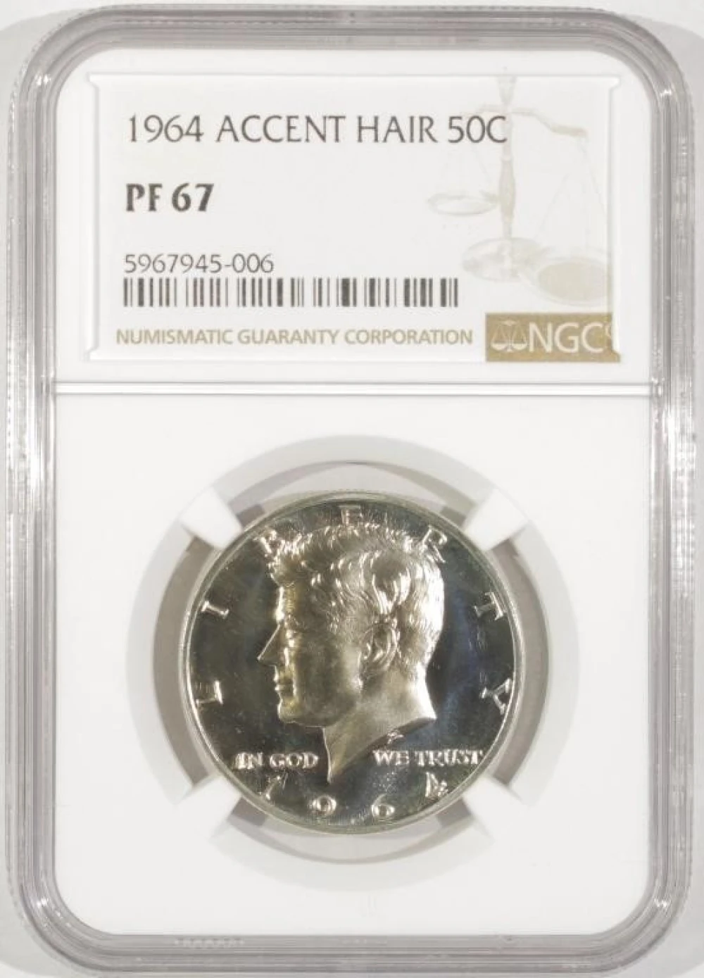Superb 1964 Accent Hair Proof Kennedy Half