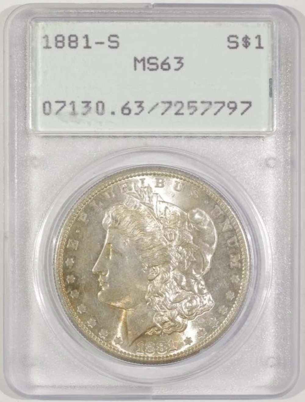 1881-S Morgan Dollar In "Rattler Holder"
