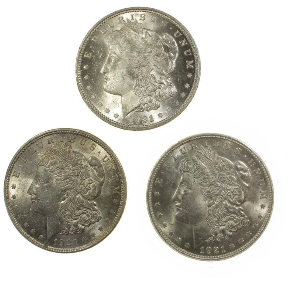BU 1921 Morgan Dollar Trio