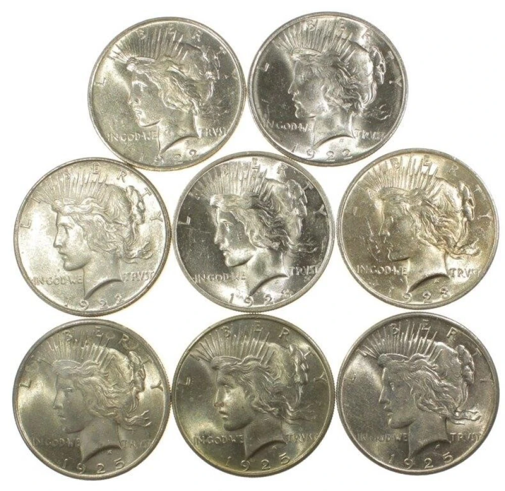 8 Pieces Of Mint State Peace Dollars