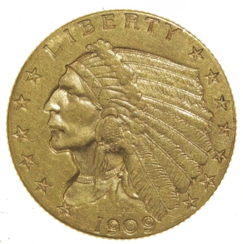AU 1909 $2.50 Gold Indian
