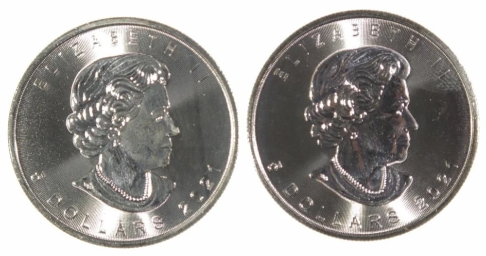 Pair of 2021 1 oz. Silver Maple Leaf Coins
