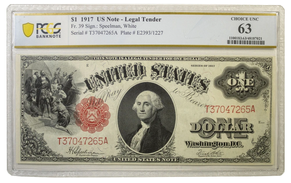 PCGS CU-63 Series 1917 $1 United States Note