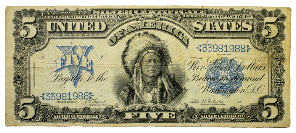 VF Series 1899 $5 Oncpapa Silver Certificate $5