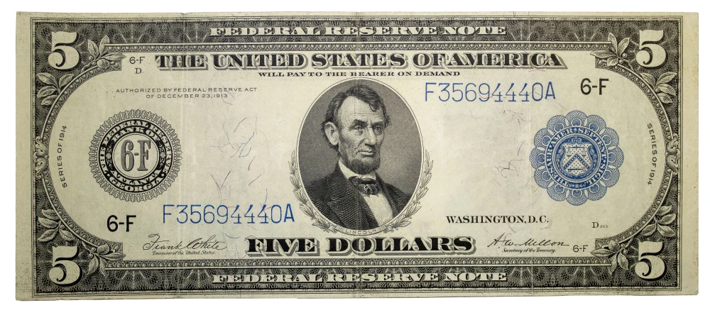 EF Series 1914 $5 Federal Reserve Note