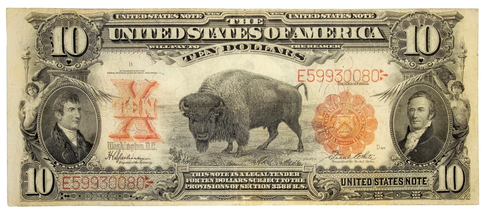 Choice VF to EF Series 1901 $10 Bison Note