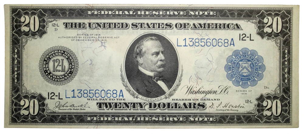 Crisp AU Series 1914 Federal Reserve Note $20