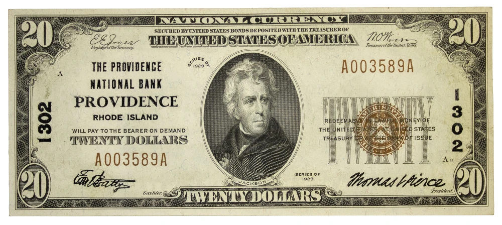 Rhode Island. Providence. AU Series 1929 $20
