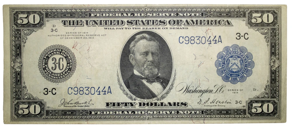 Choice EF Series 1914 $50 Federal Reserve Note