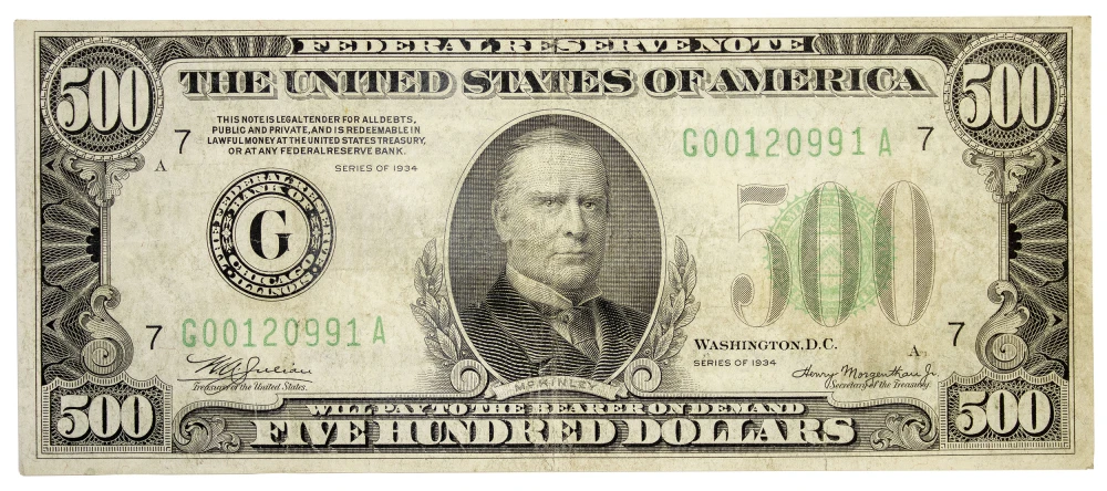VF to EF Series 1934 $500 Note