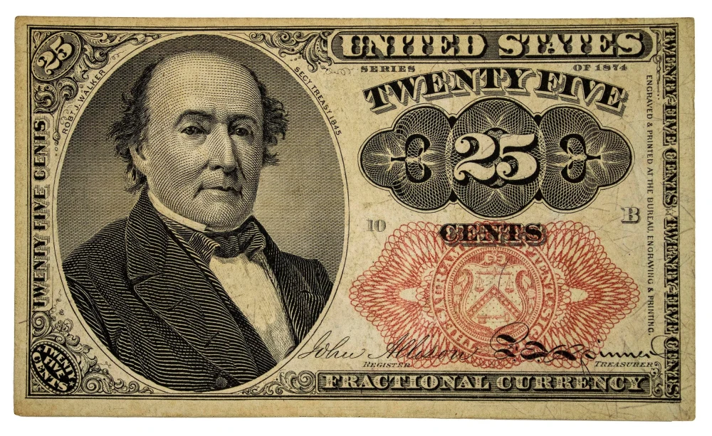 Crisp New 25-Cents Fractional Currency