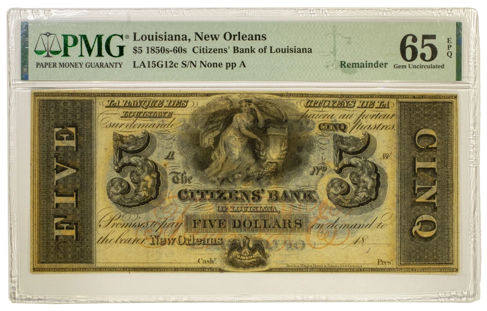 Louisiana. PMG Gem-65 EPQ $5