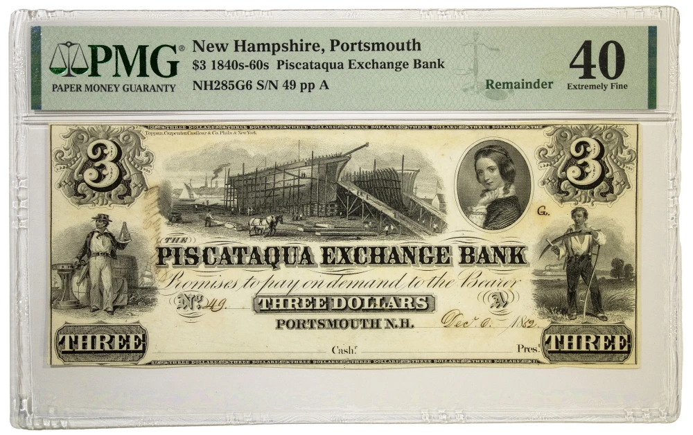 New Hampshire. Portsmouth. PMG EF-40 $3