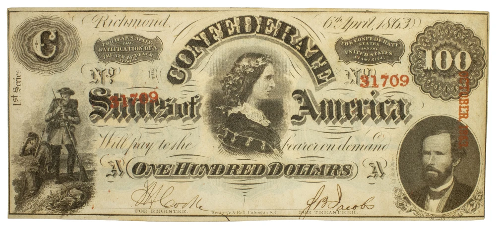 Confederate States Crisp New Series April 6, 1863 $100