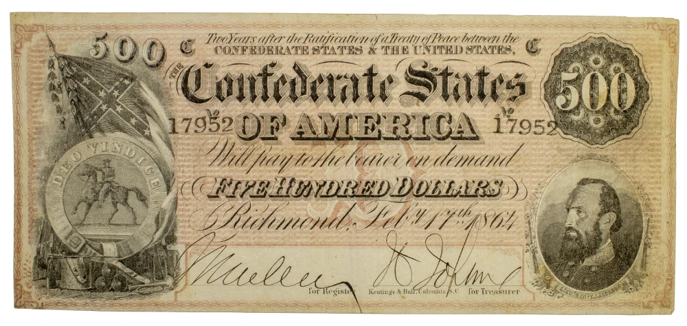 Confederate States VF Series February 17, 1864 $500
