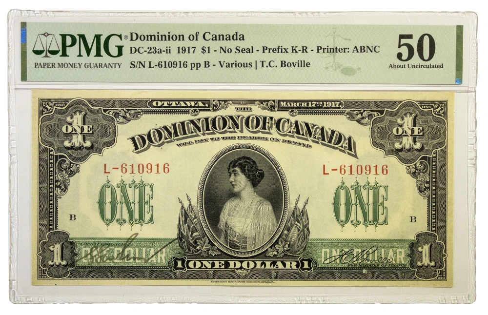 Canada. Dominion. PMG AU-50 Series 1917 $1