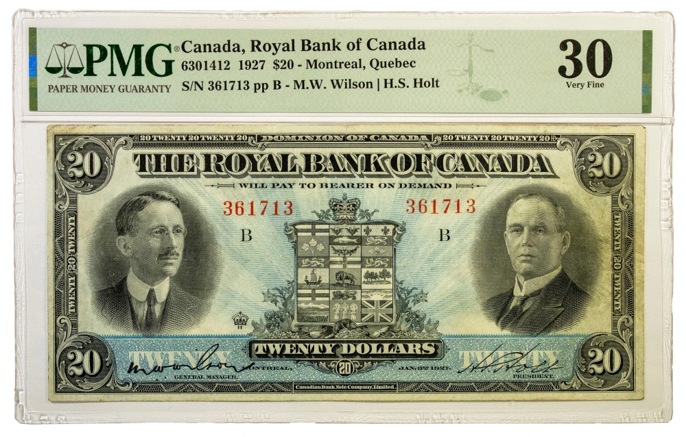 Canada. PMG VF-30 1927 Royal Bank $20