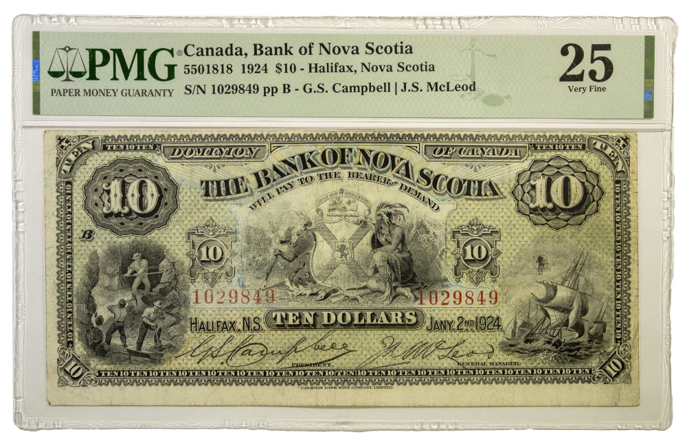 Nova Scotia. Halifax. PMG VF-25 1924 $10