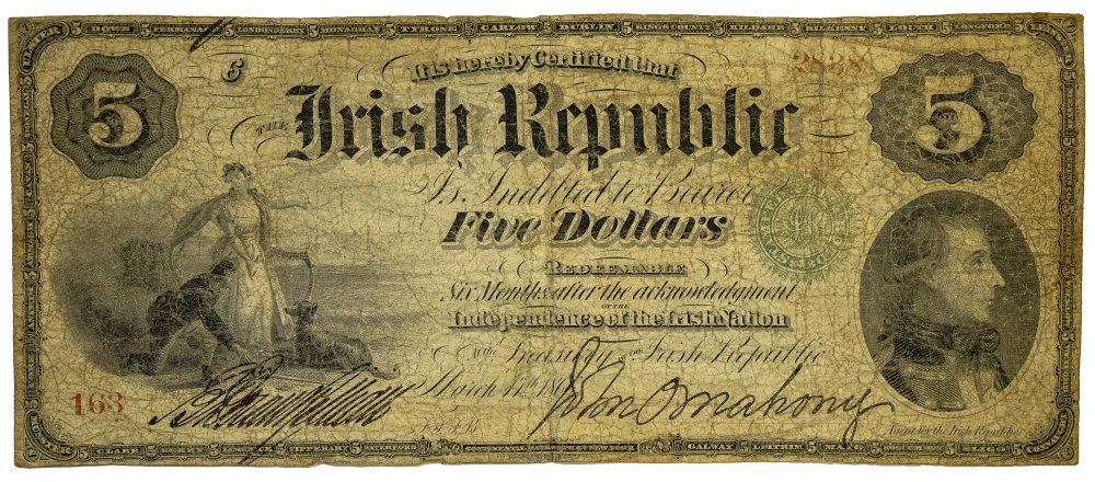 Irish Republic. VG or Finer $5 Note