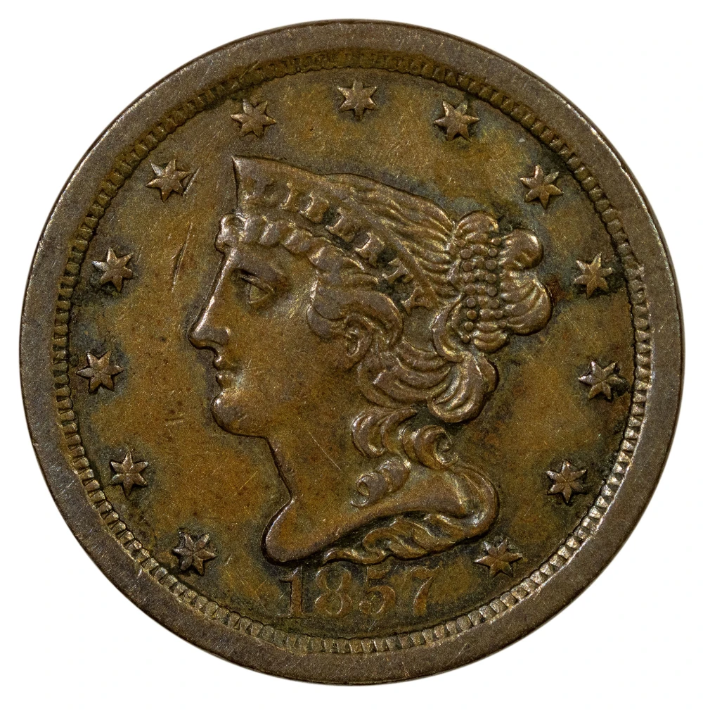 EF/AU-45/50 1857 Half Cent