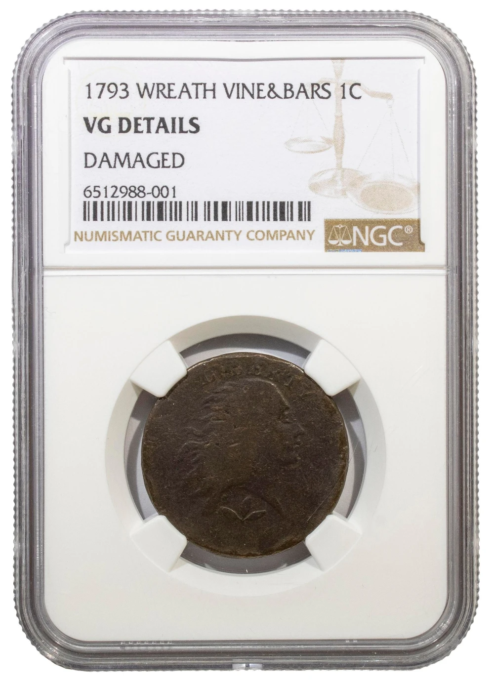 NGC VG Details 1793 Wreath Cent