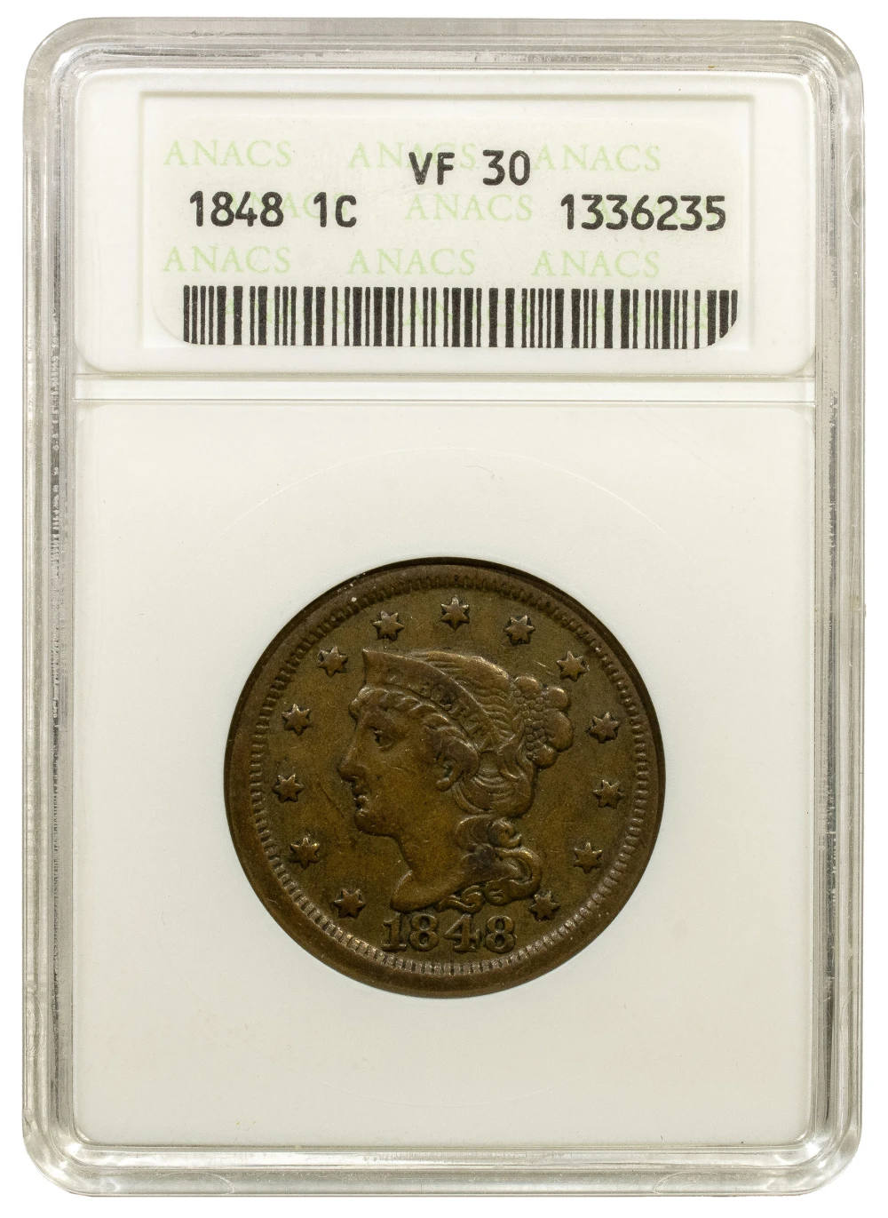 ANACS VF-30 1848 Large Cent