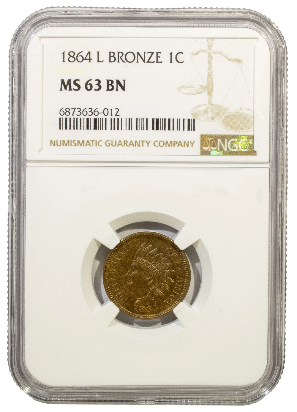 NGC MS-63 BN 1864-L Cent