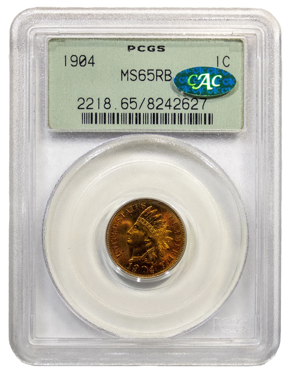 PCGS MS-65 RB CAC 1904 Cent