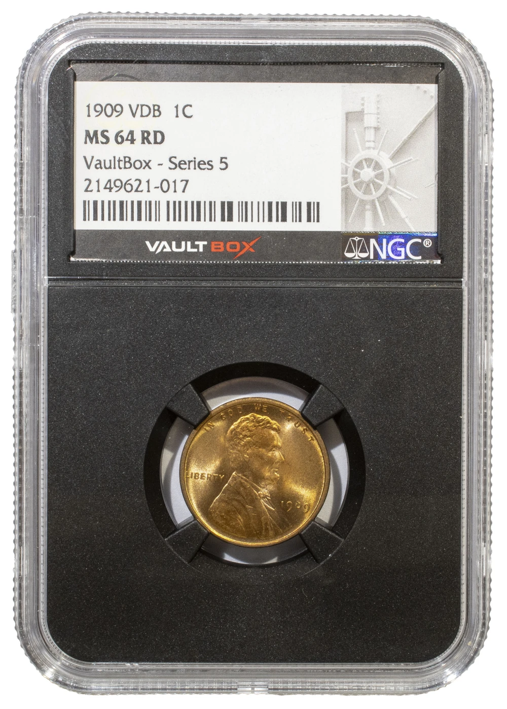 NGC MS-64 RD 1909 V.D.B. Lincoln Cent